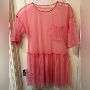 Tunic Mesh See-Through Pink Top Dress